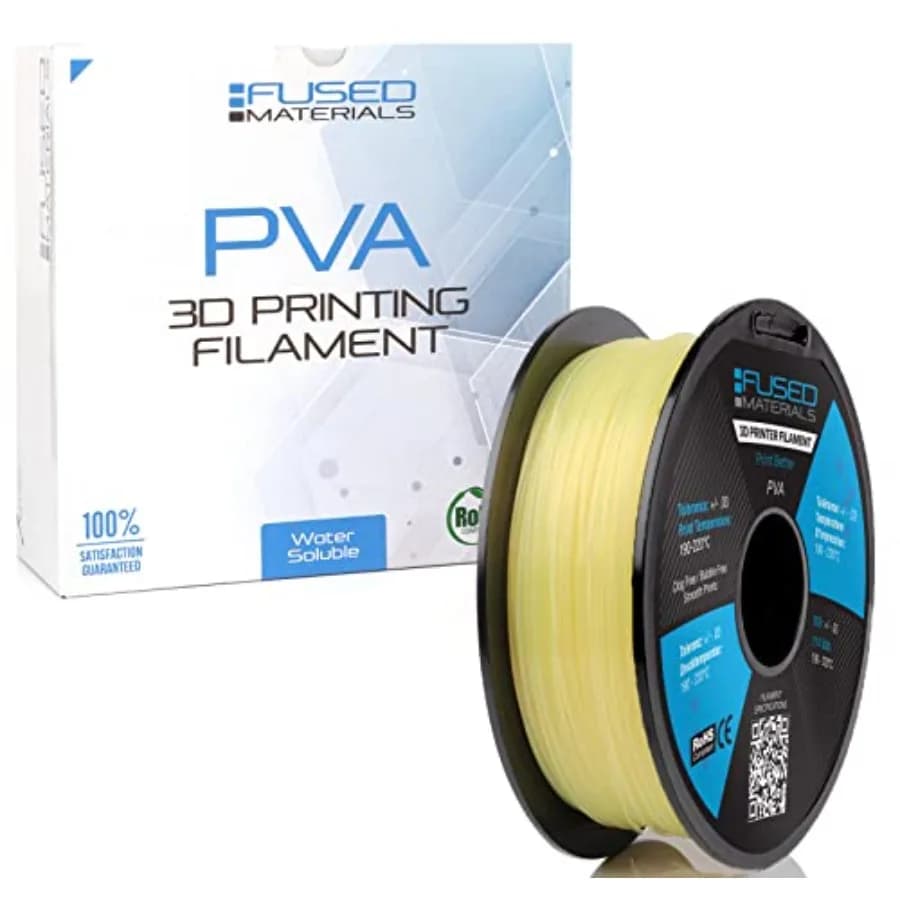 Filamento PVA 1.75mm per stampa 3D, solubile in acqua, trasparente, compatibile con Bambu Lab, Polymaker, Overture PLA P