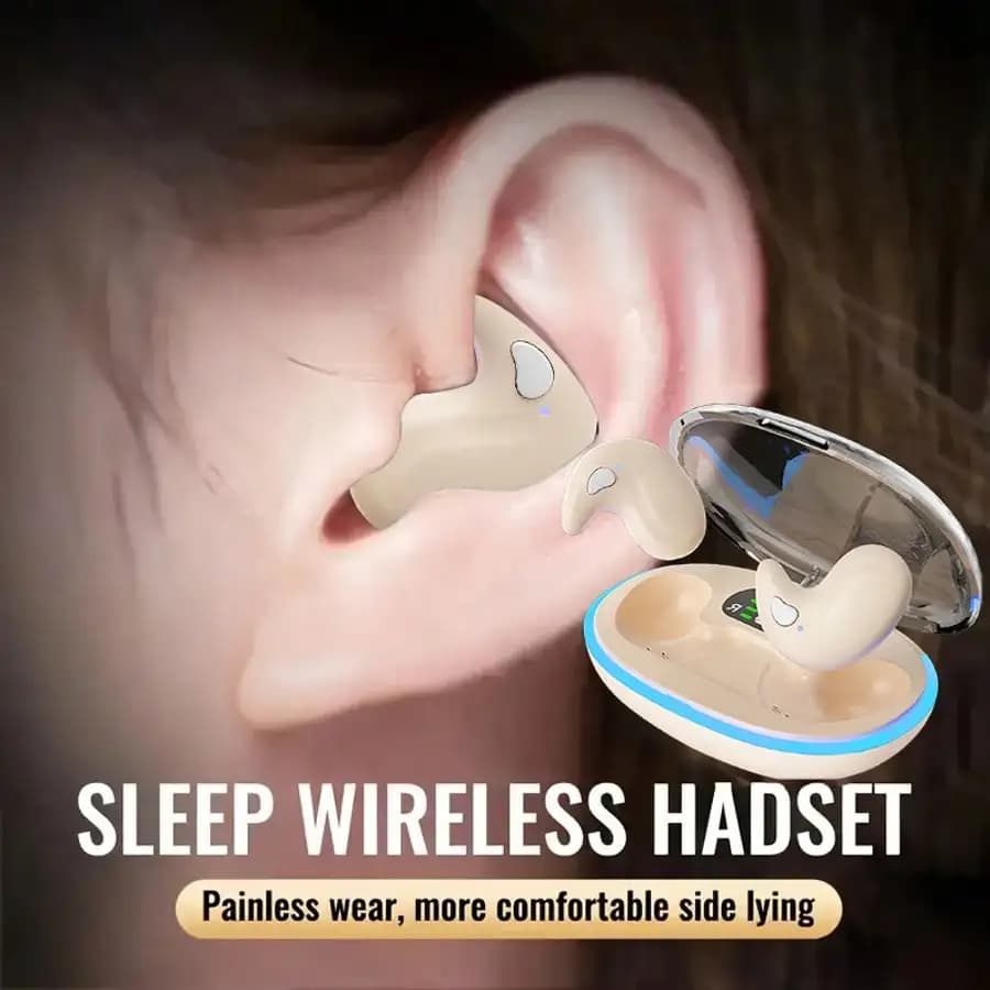 5.3 Bluetooth Bone Conduction Sleep Headphones, Ultra-Thin Wearable Earbuds, Hi-Fi Audio, Touch Control and LED Screen, Half-Open Structure, No Tangled Wires, Ideal for Side Sleepers & Long Time Gaming