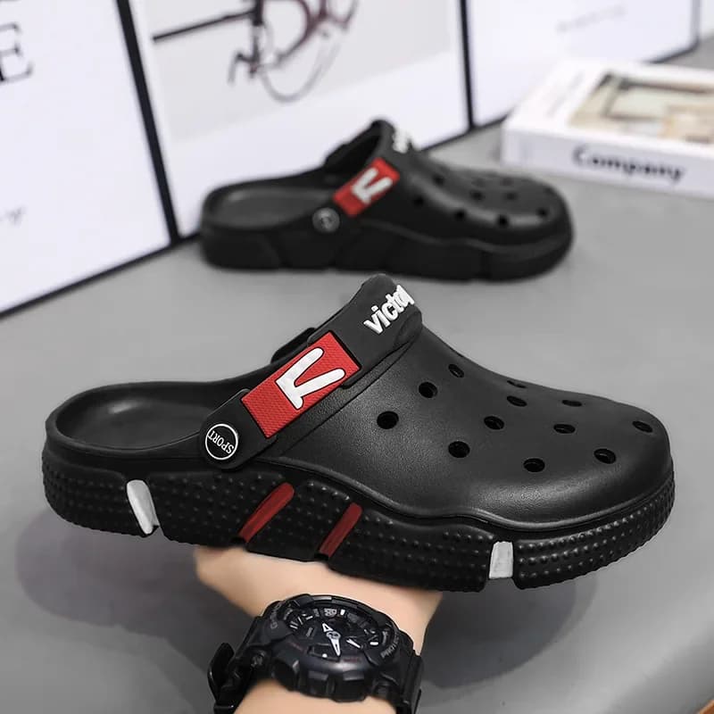 New Plus Size Hollow Out Sandals Men's Soft Bottom Casual Trendy Beach Shoes EVA Material Lightweight Vacation Slippers