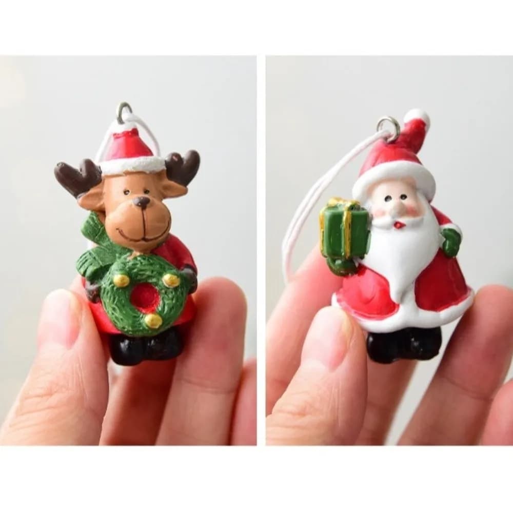 4 pezzi nuova resina albero di Natale renna cane gatto santo claus villaggio casa modello cottage di campagna ornamento appeso regalo di festa