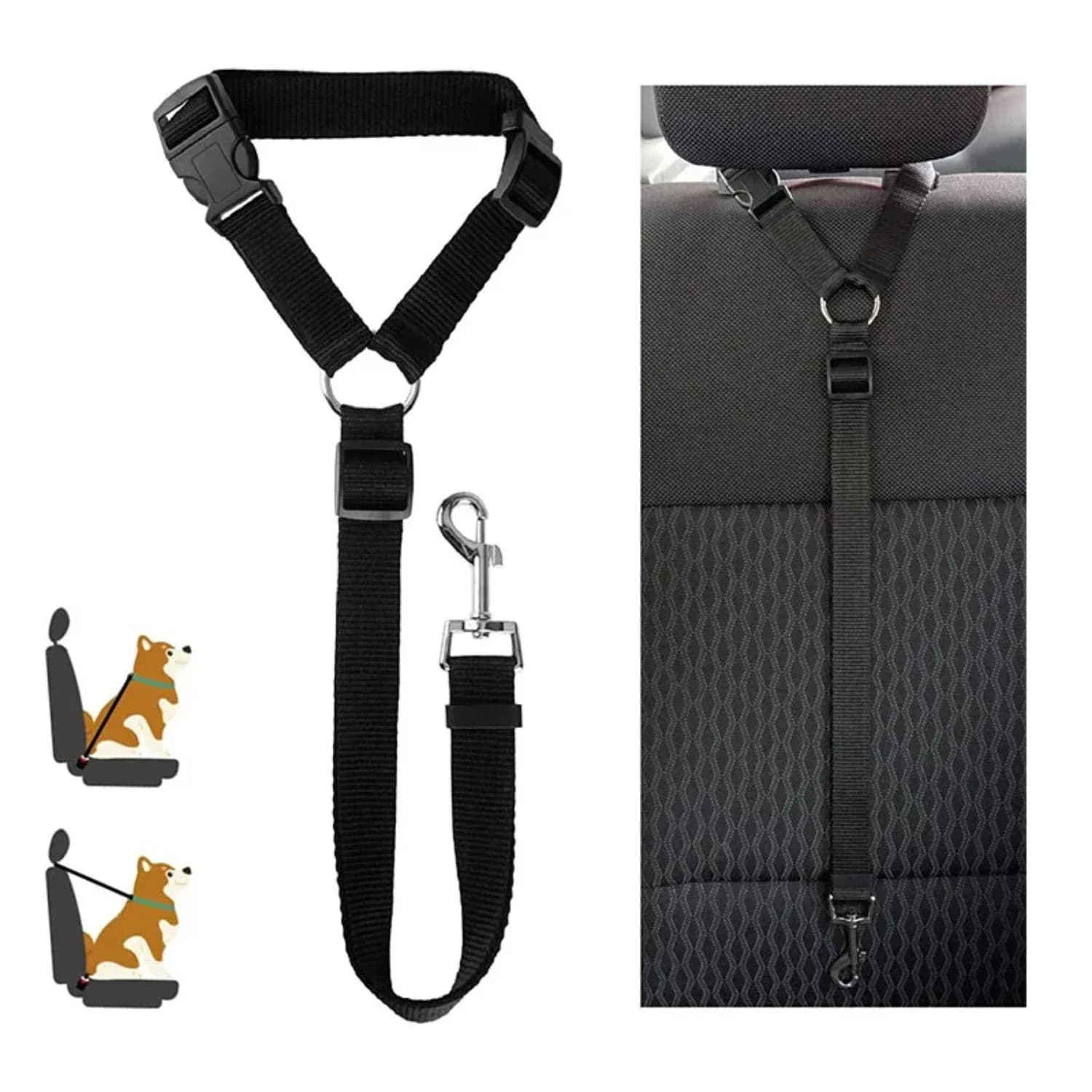 Collare per imbracatura per cani regolabile in nylon due in uno Accessori per cani da compagnia Cintura di sicurezza per auto per animali Guinzaglio di piombo Cintura di sicurezza per sedile posteriore