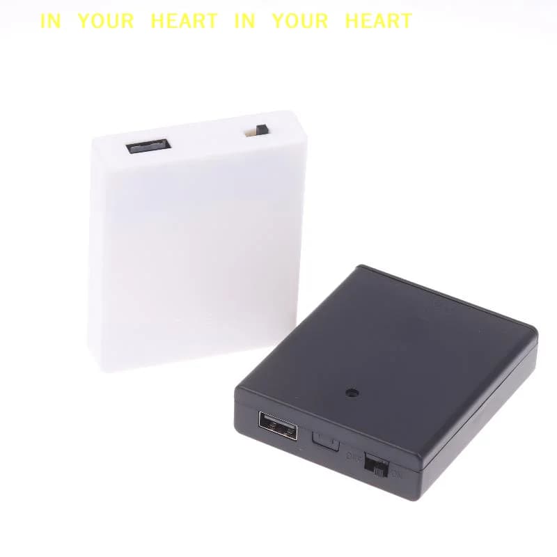 【X】1 pz. Scatola porta batterie USB portatile mini per 4 batterie AA, custodia per accessori luci a LED