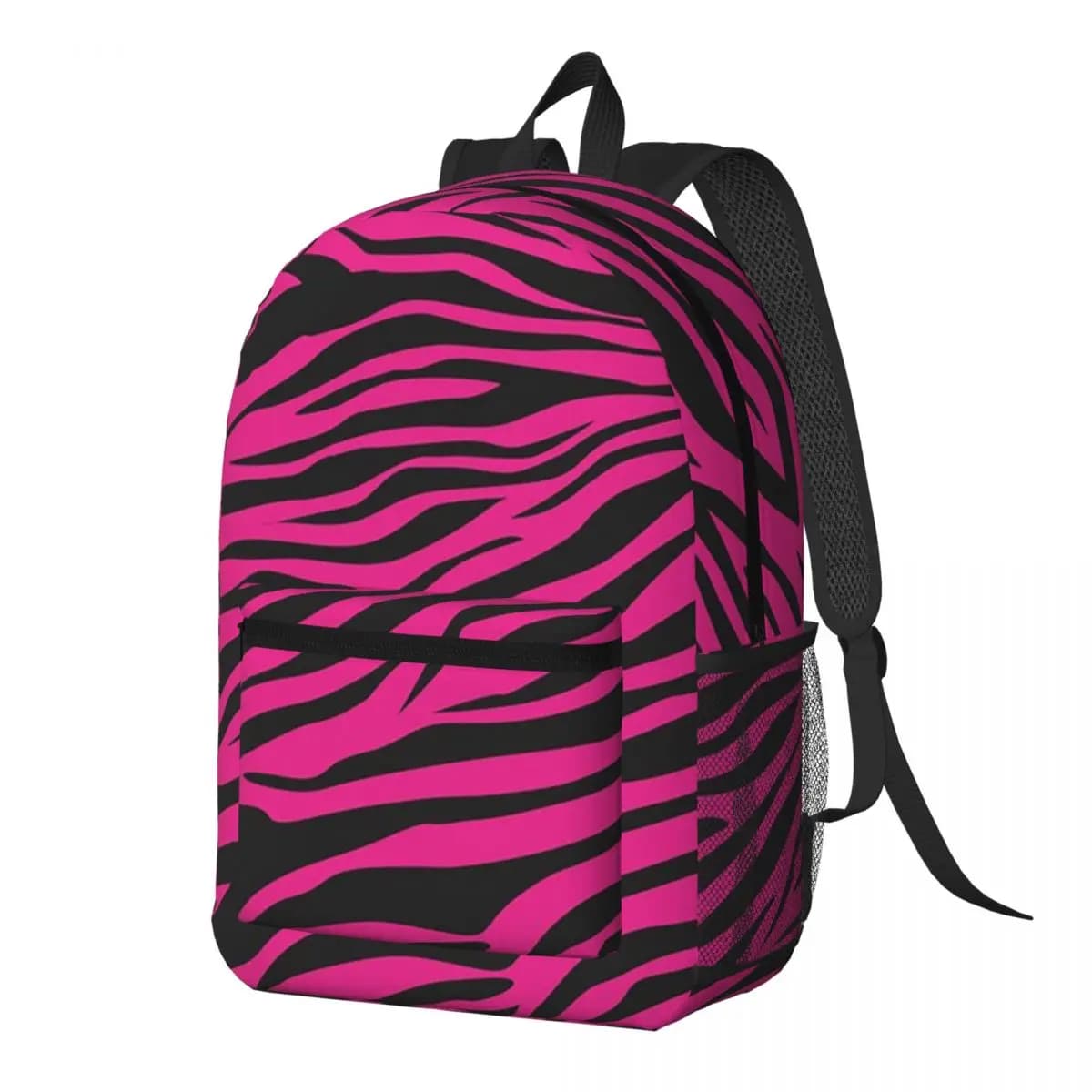 Pink Zebra Print Backpack Daypack Large Capacity Children BookBag School Bag Shoulder Bags for Men Women