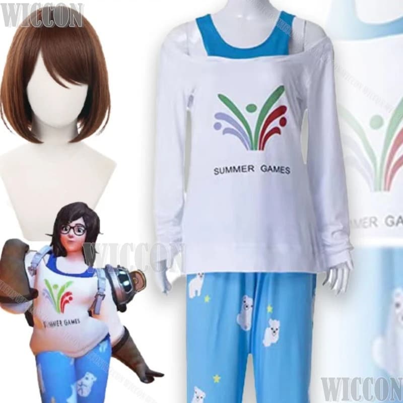 Kawai Mei Summer Game Sweater Rise And Shine Cosplay Pajamas Meiling Zhou Mei Polar Bear Pant Halloween Cosplay Navidad Carnaval