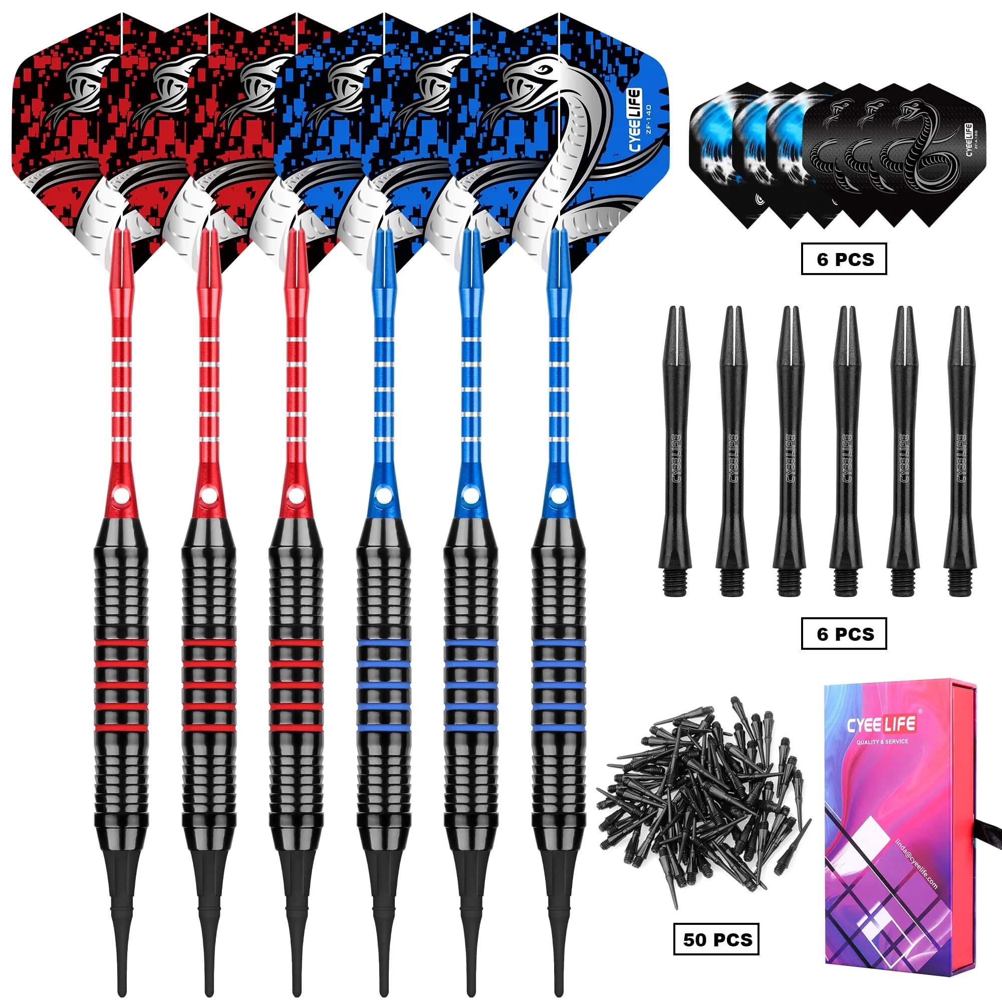 CyeeLife 18g 6pcs/12PCS Punta Freccette Albero in alluminio Bersaglio elettronico in plastica Giochi per interni ed esterni Intrattenimento bar di famiglia