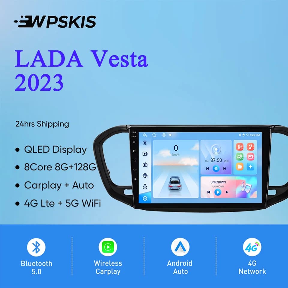 Android 14 8G 128G Per LADA Vesta 2023 Auto Radio Stereo Multimedia Video Player di Navigazione GPS Monitor 4G Lte WiFi Carplay Auto