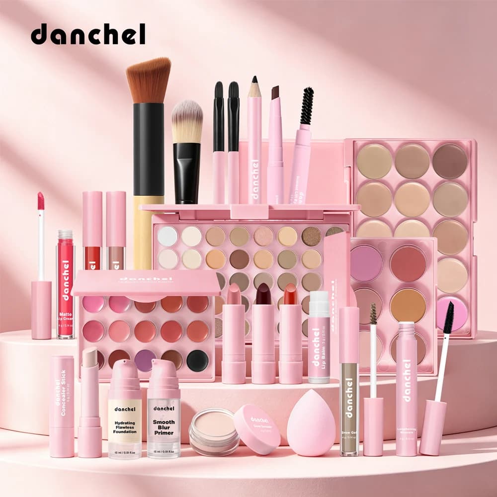 Complete Makeup Kit All in One: Lipstick, Fard, Palette Contouring, Primer, Brush Bottom, Lucidalabbra, Eyebrow - Complete Makeup Kit Women's Gift