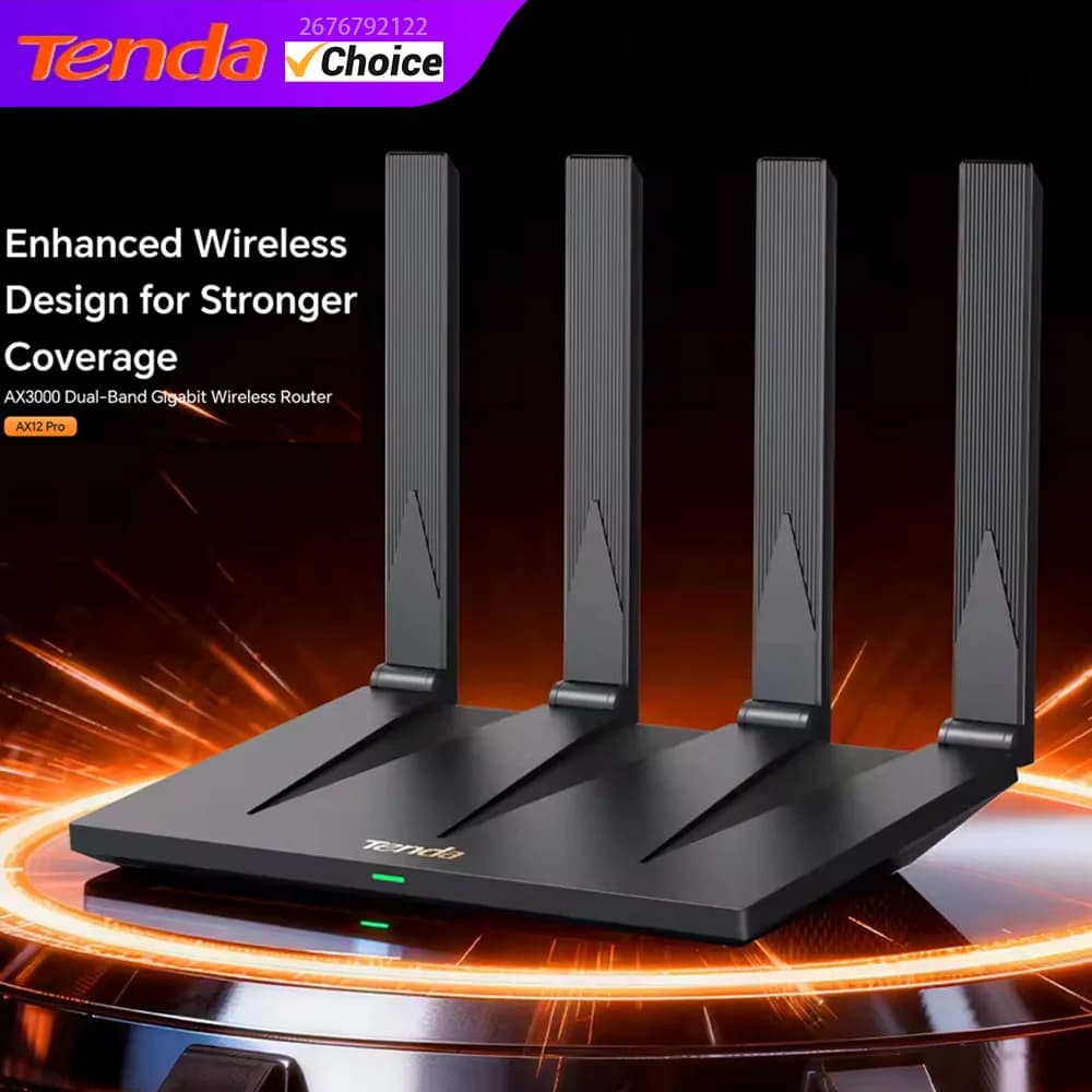 Tenda AX12 Pro AX3000 Router WiFi 6 Gigabit Dual Band 2.4/5G 3000Mbps CPU Dual-Core 1.2GHz Ripetitore Wireless EasyMesh Wifi+