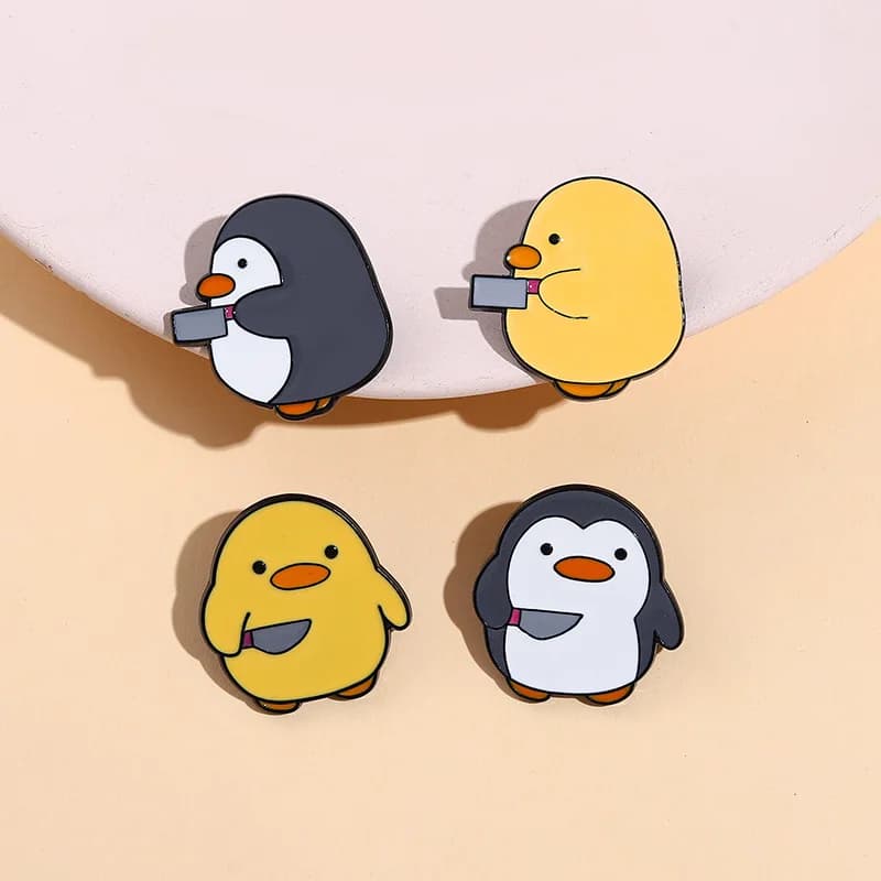 Penguin small Duck carton new metal design Badges Brooch Enamel Pins label Bag Backpack hat Jewelry gift accessories