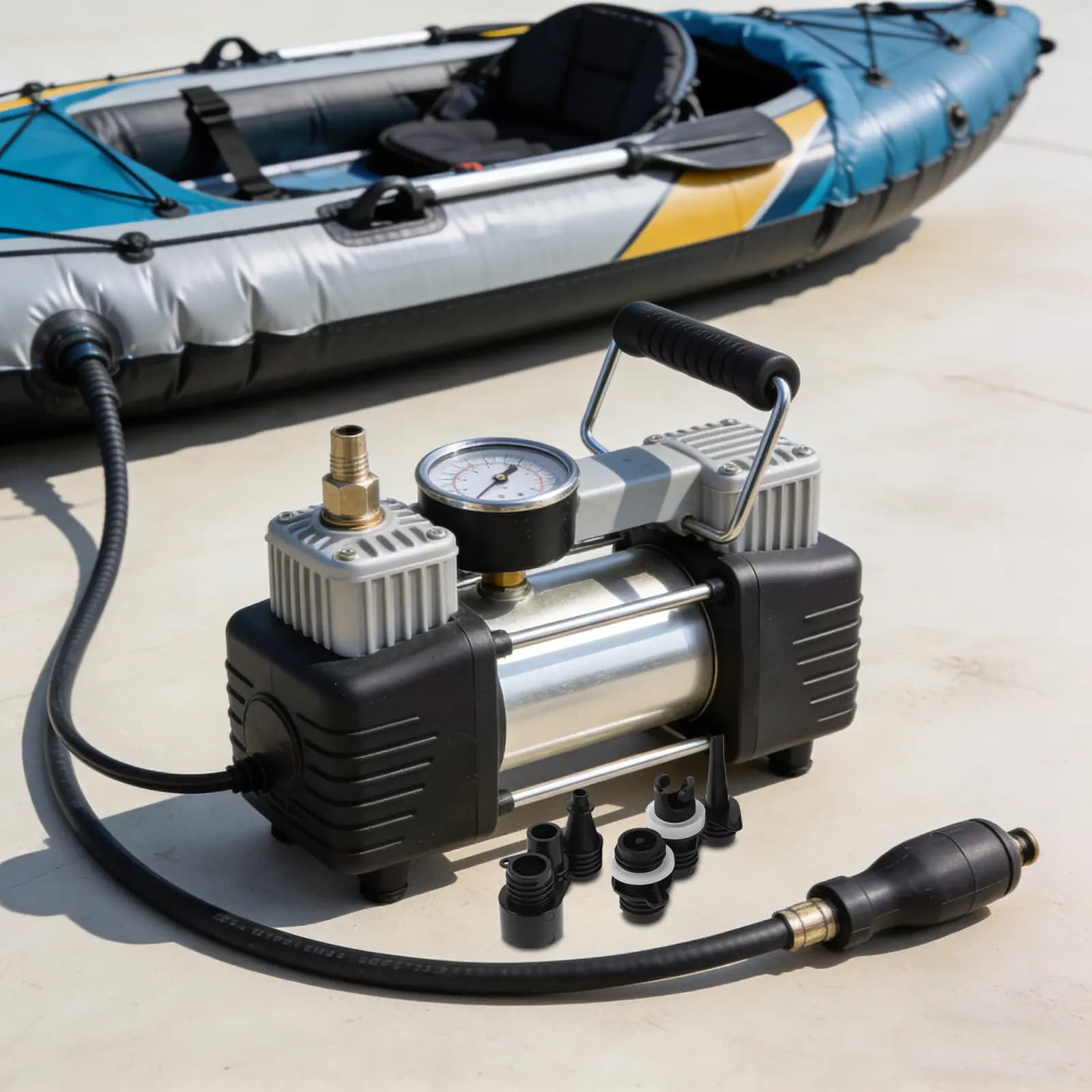 Kit Adattatori per Pompa d'Aria 7 Pezzi, Set di Valvole per Gonfiaggio Rapido per Kayak, Accessori per SUP e Paddle Board