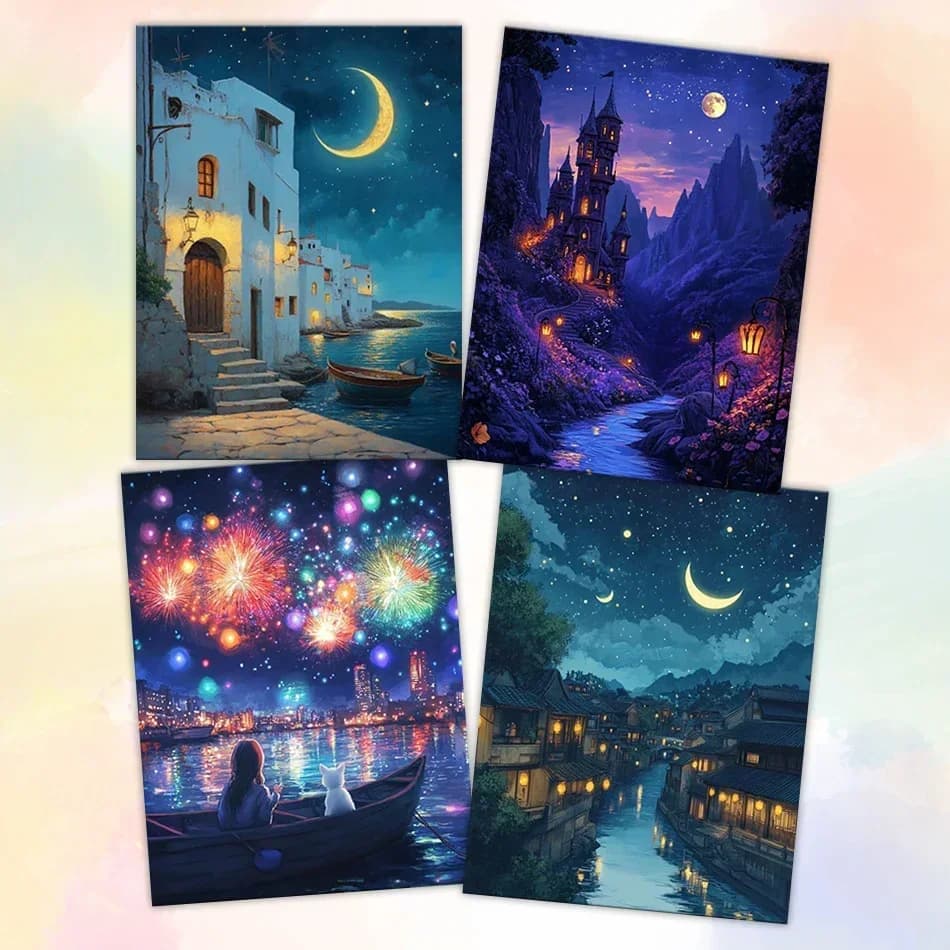 1pc frameless Oil Painting By Numbers 40x50cm Landscape Arts Crafts Picture Acrylic Paints On Canvas Diy Drawing Art Home Decora
