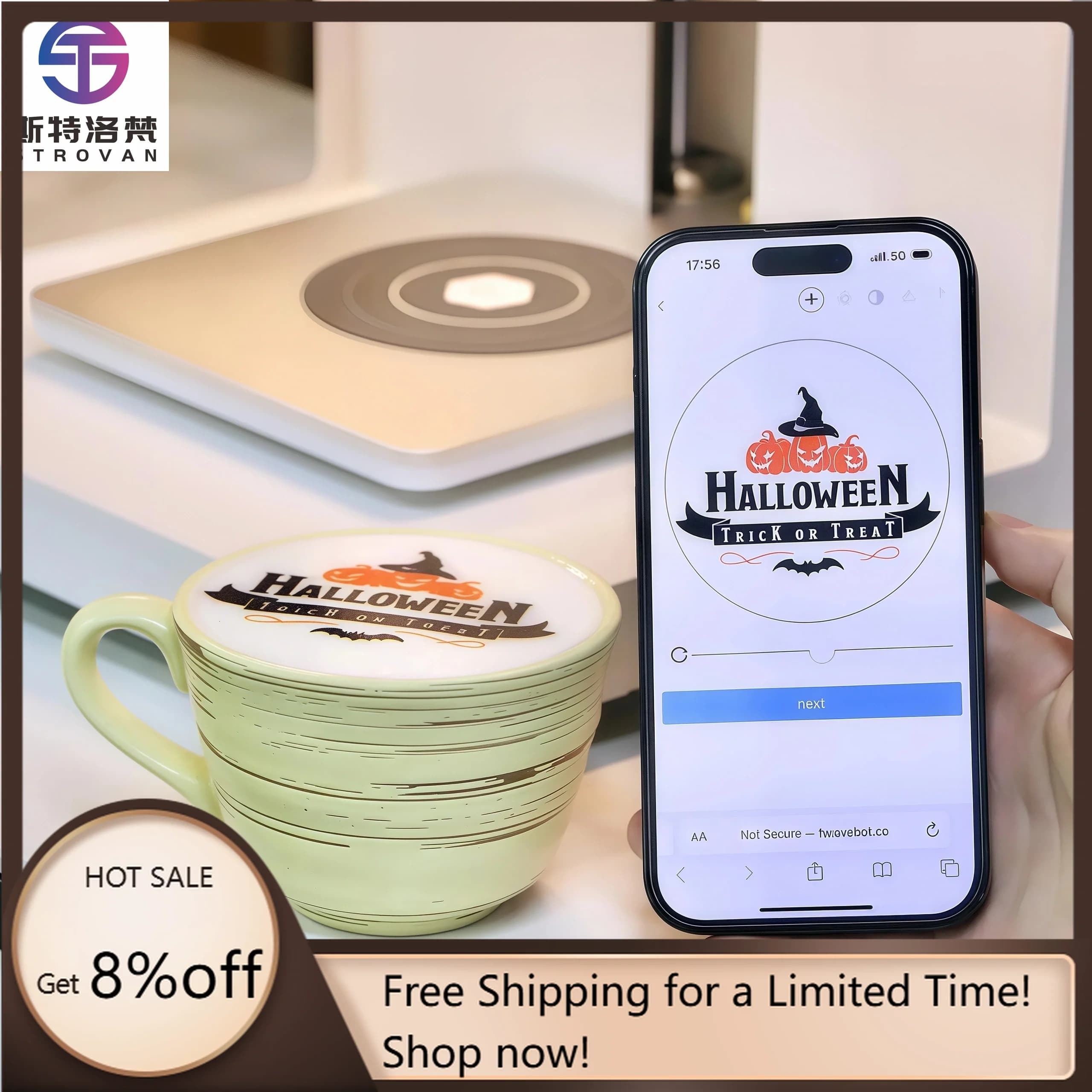 STLF JW For Evebot Automatic Selfie Art Coffee Inkjet Printer & 3D Cake Printer for Home and Printing Shops