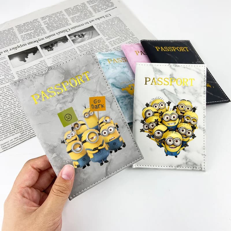 2026 Minions Passport Covers Ultra-thin Document Holder CartoonPrinted Travel Waterproof Light Passport ID Card Covers Gift