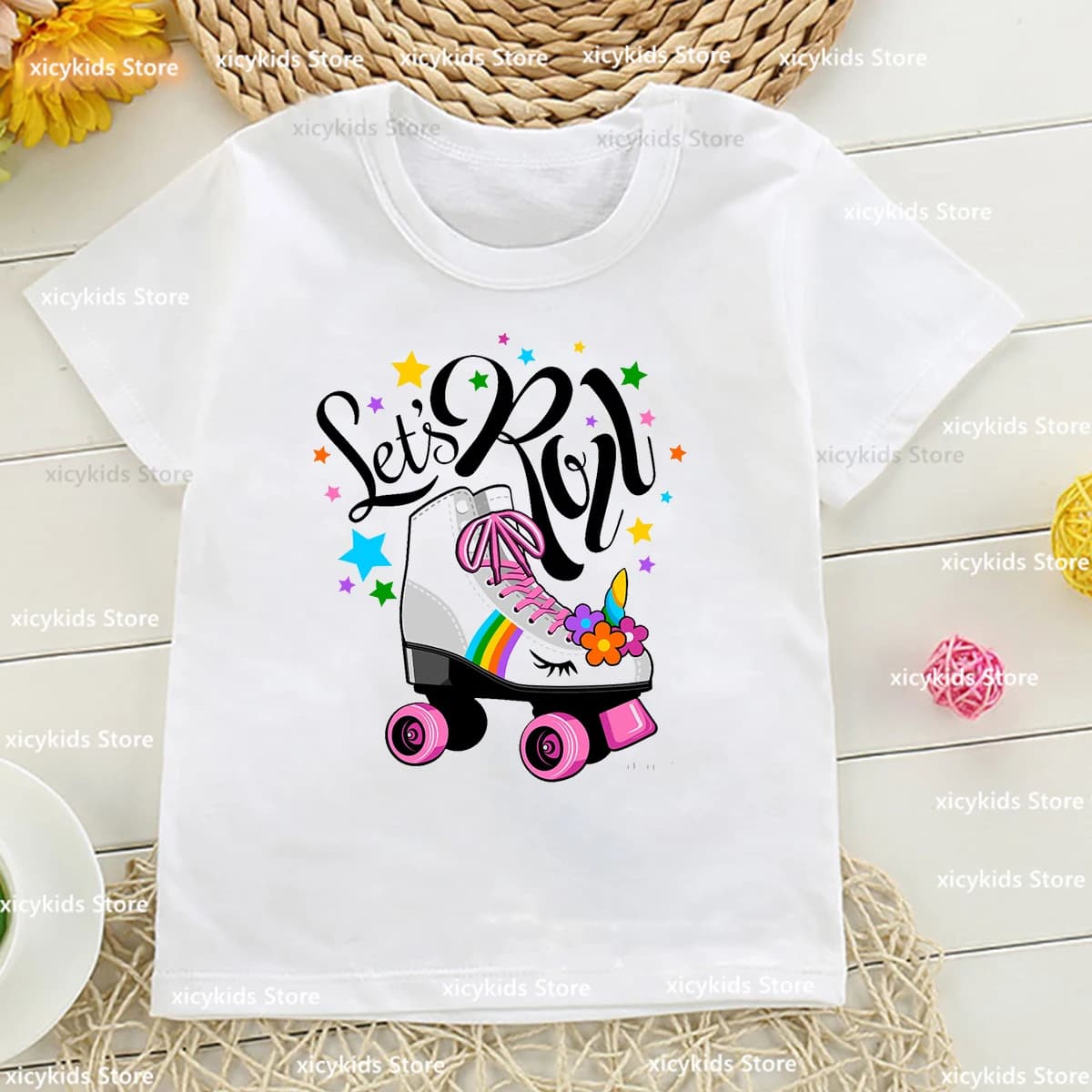 Amo il pattinaggio di figura T-shirt per ragazze Pattinaggio di figura T-shirt per bambini stampata Moda Vestiti per ragazza alla moda T-shirt per bambini estivi Top
