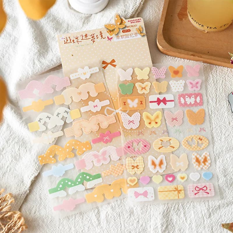1 Pezzo Adesivo Decorativo con Motivo a Farfalle Colorate, per Scrapbooking, Diari, Quaderni e Planner