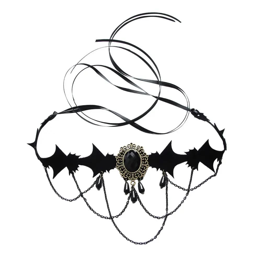 Halloween Gothic Black Choker Necklace Vintage Ribbon Costume Accessory Halloween Necklace Jewelry Choker Pendant