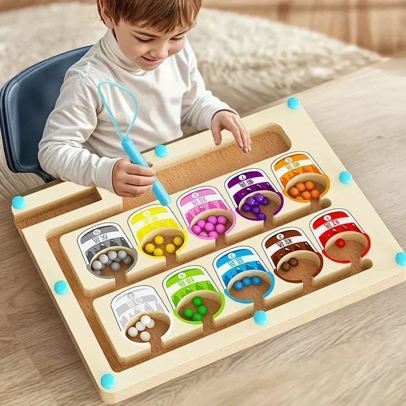 Puzzle magnetici in legno Giocattoli educativi Educazione precoce Puzzle Board Labirinto magnetico Gioco di ordinamento dei colori Giocattoli di conteggio