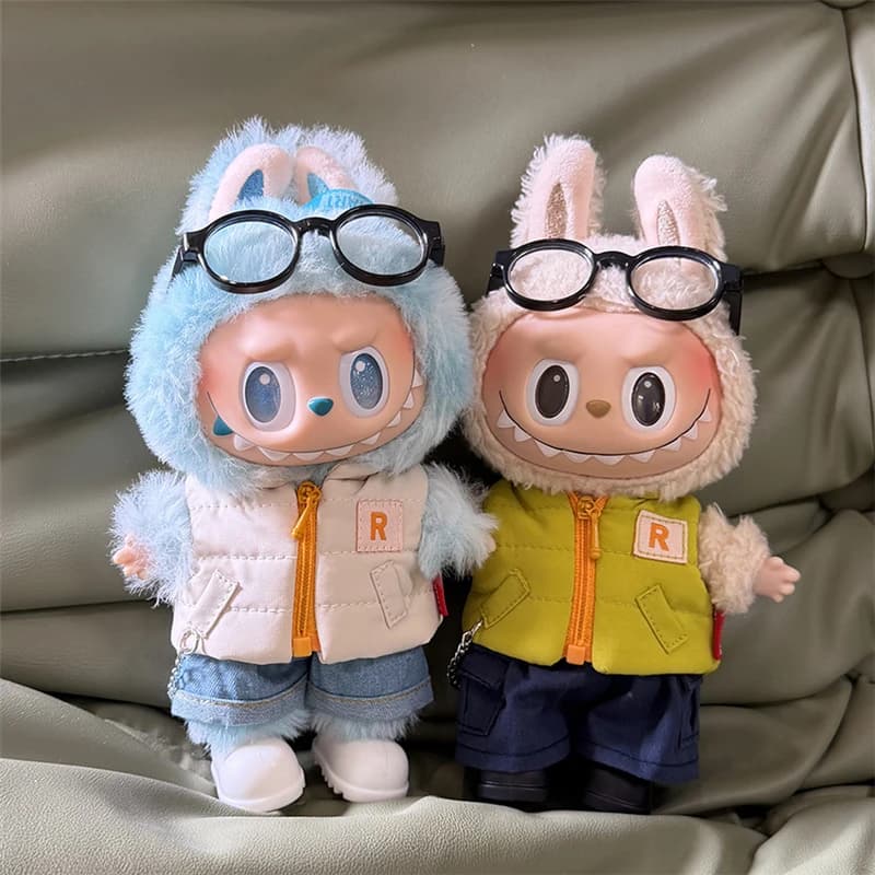 Per 15 17 cm Labubu Doll Piumini Laser Abbigliamento da sci Abbigliamento moda Piumino invernale con scarpe jeans Abiti completi