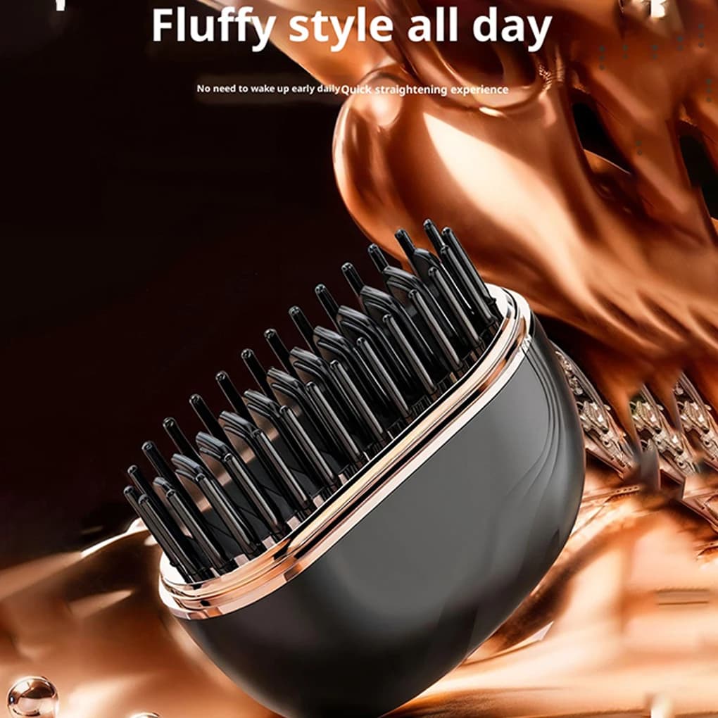 Rechargeable Mini Electric Smooth Brush, Compact Hair Plate, Heated Brush for Straight Hair