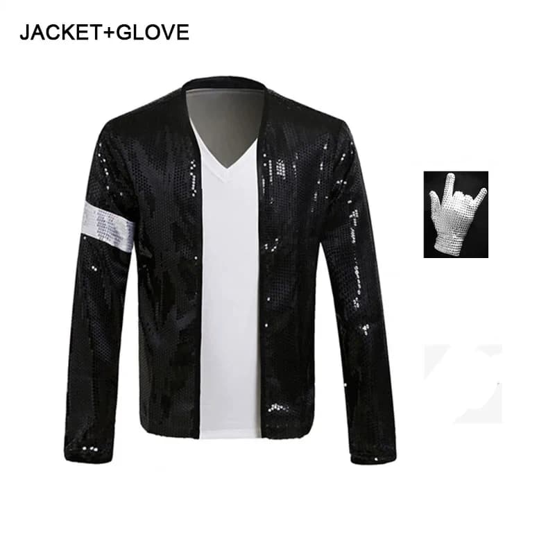 2026 MJ Michael Jackson Coat Billie Jean Jacket Glove Modern Dance Cosplay Costume Adult Clothing Hallowmas Party Cos Set CF673