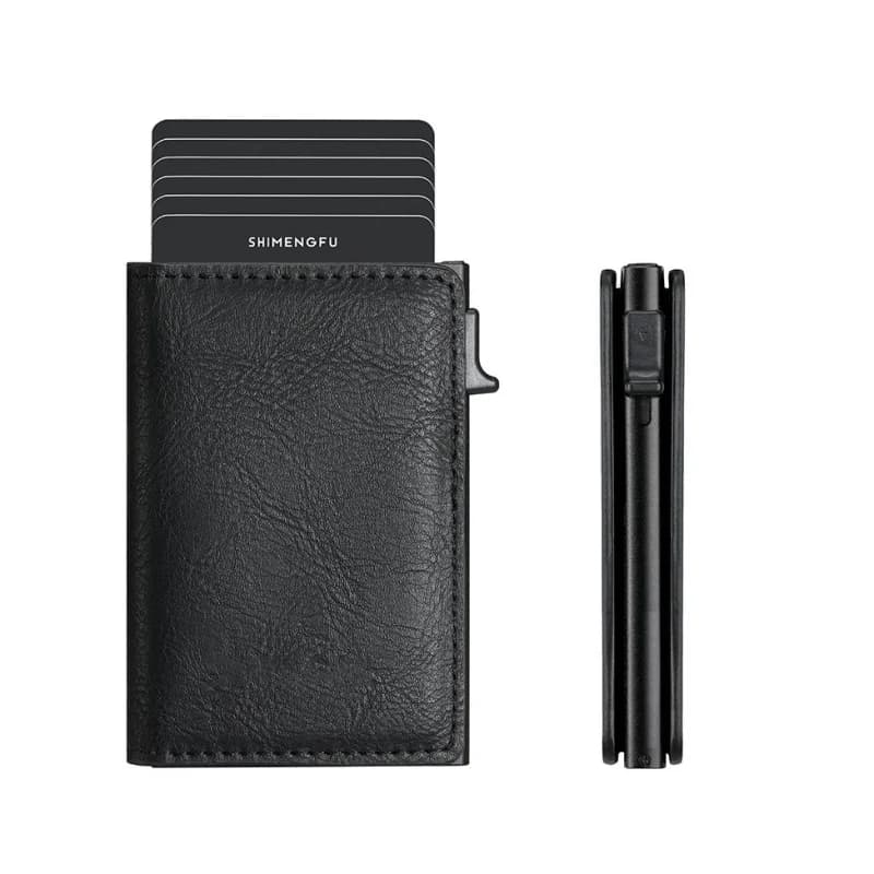 Spazzola antifurto Portafoglio da uomo NFC Anti RFID Porta carte pop-up in alluminio Borsa sottile e sottile Porta biglietti da visita Walet Clip per soldi per uomo