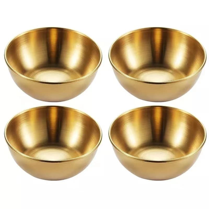 * 4 pezzi 2 pezzi in acciaio inossidabile piatti per salsa dorata antipasti condimento piatti da portata set vassoio piatti per spezie stoviglie da cucina