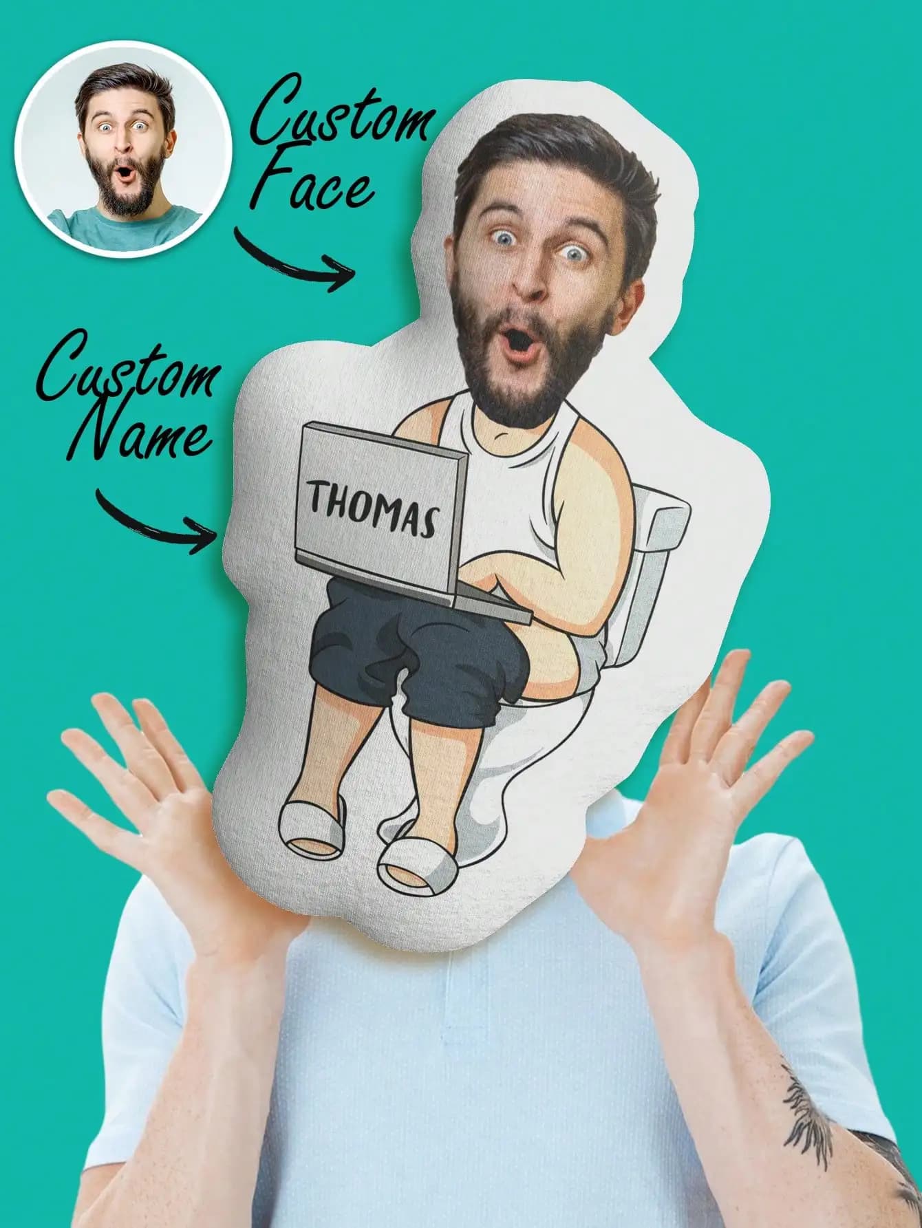 Personalized Bearing with Funny and Funny Face, Bearing with Custom Name, Playful Gift, Home Decoration, Bathroom, Birthday, Valentine's Day