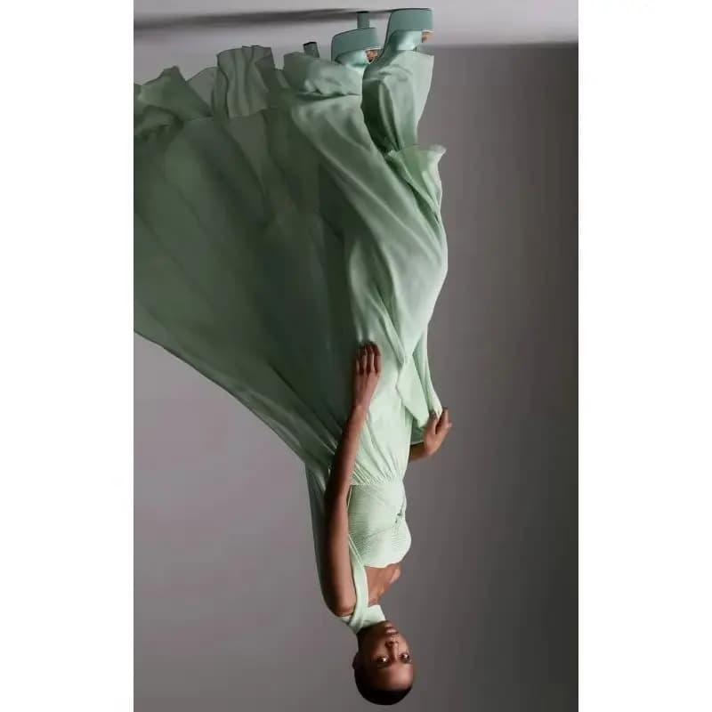Abito da donna Amazon stile europeo e americano, top a tubino plissettato, senza maniche, con gonna a campana, modello 8138