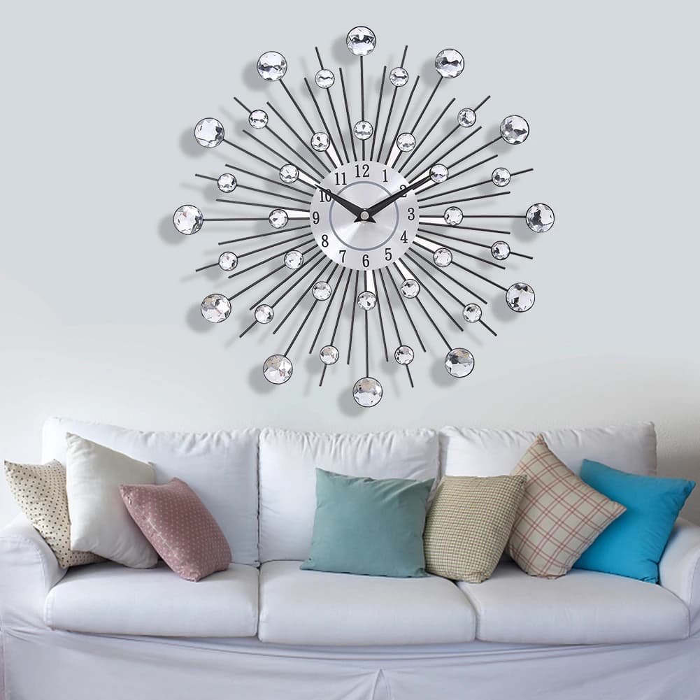 Fai da te Design moderno grande orologio da parete movimento al quarzo appeso cerchio Decor orologio artistico gioiello alimentato a batteria per soggiorno