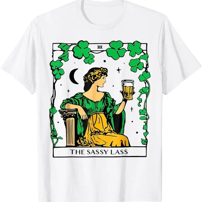 Maglietta da donna per ragazze, il giorno di San Patrizio, la mappa dei tarocchi Sassy Lass