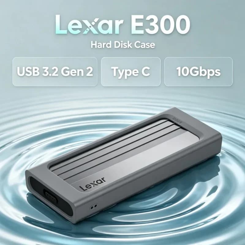 Lexar E300 M.2 SSD Enclosure Mobile NVMe SSD Housing USB 3.2 Gen 2 Type C for 2230/2242/2260/2280 External Hard Disk