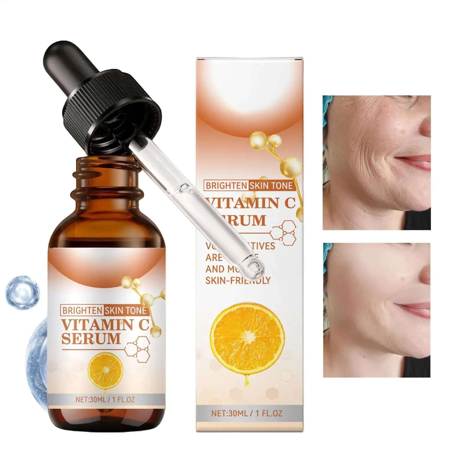 Vitamin C whitening serum, skin care illuminant, moisturizing, facial oil, removes dark spots, freckles, anti-wrinkles, serum face 30ml