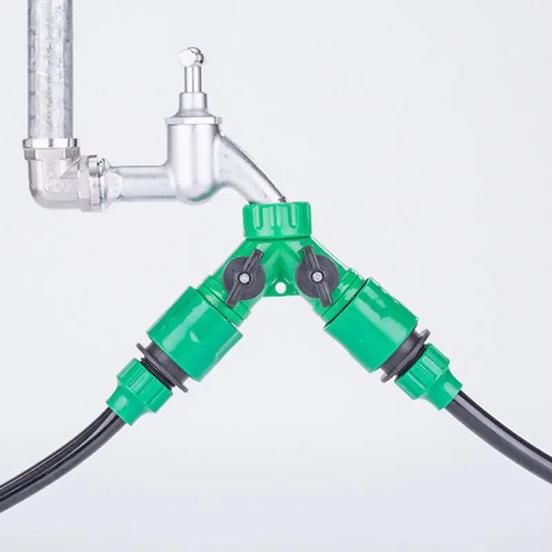 Adattatore a Y a 3 vie per tubo acqua ad alta pressione con connettori rapidi, per lavaggio auto e pulizia domestica, regolabile, verde