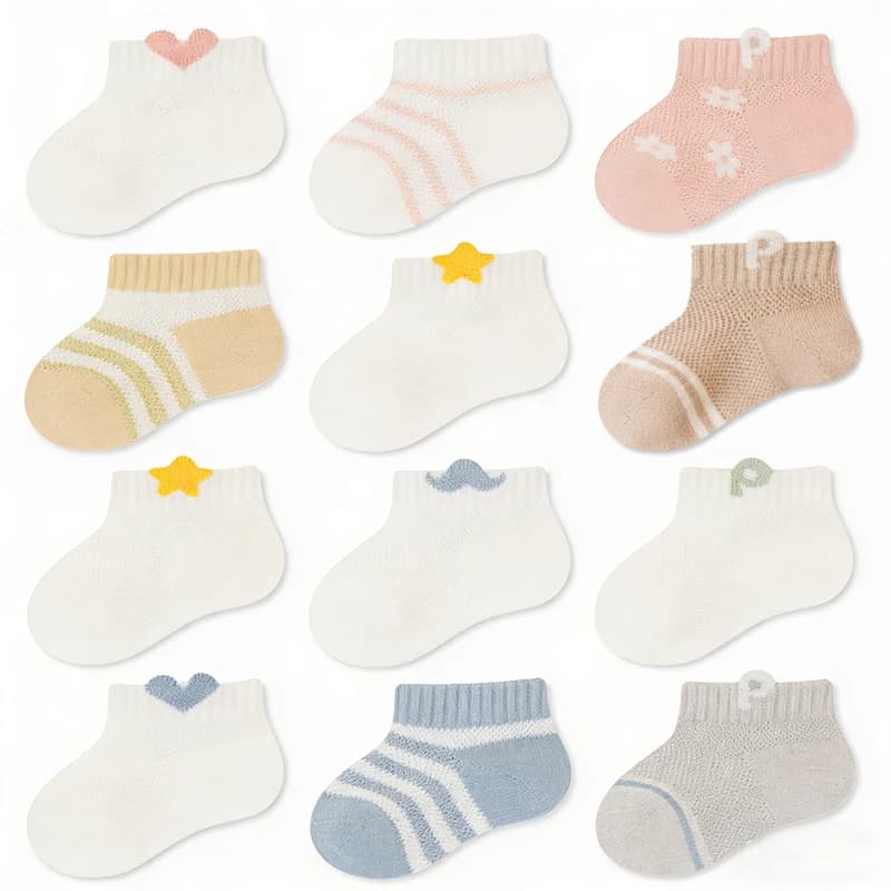 3 Pairs Baby Socks Summer Breathable Mesh Child Socks Cotton Newborn Socks for Infants Toddlers Boys Girls