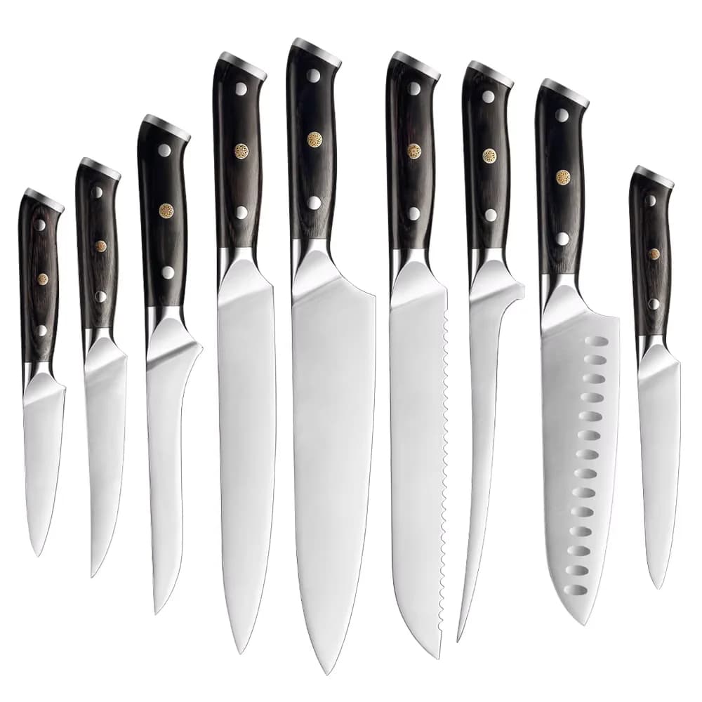 Set di Coltelli da Cucina Premium XITUO 1-9 Pezzi in Acciaio Inossidabile 5CR15, Include Coltelli Santoku, Mannaia, Multiuso e da Disosso