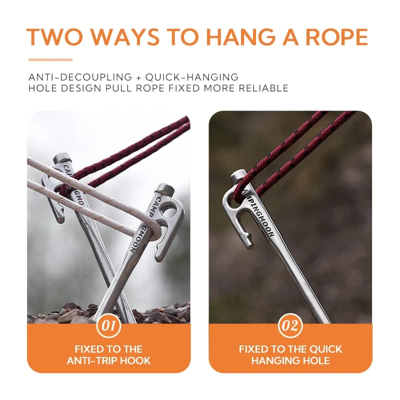CAMPINGMOON Outdoor R40-4 Inflexible Portable Tent Pegs Stainless Steel Durable Stable Camping Tent Stake