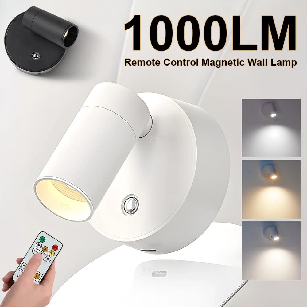 Lampada da tavolo ricaricabile a LED da parete 1000LM con telecomando, lampada wireless con batteria, illuminazione interna per lettura in camera da letto