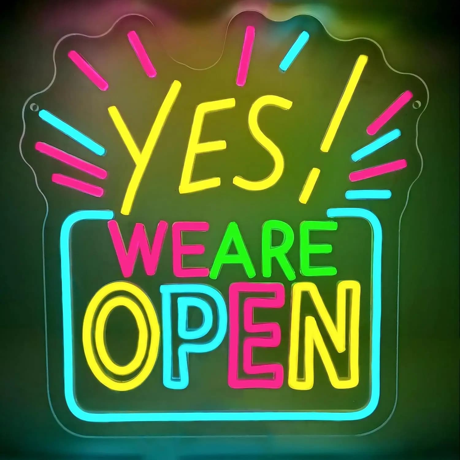 Insegna al Neon 'Yes We Are Open' con Alimentazione USB, Luce al Neon LED Dimmerabile per Negozi, Caffè, Ristoranti, Bar, Vetrine e Decorazioni Murali