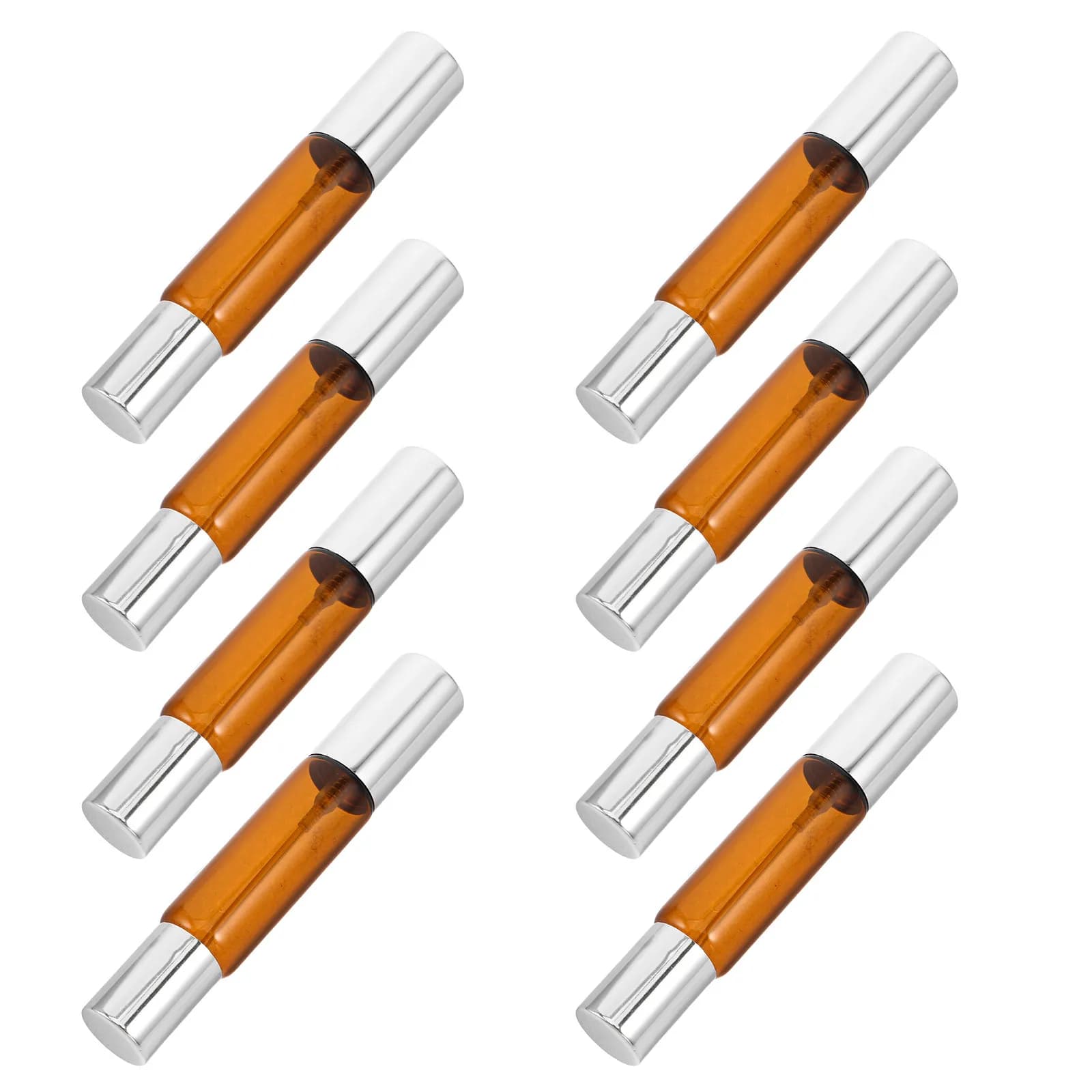 8Pcs Essential Oil Roller Bottles Amber Glass Dual-Head Refillable Leakproof Perfume Spray Bottles Travel Portable Aromatherapy