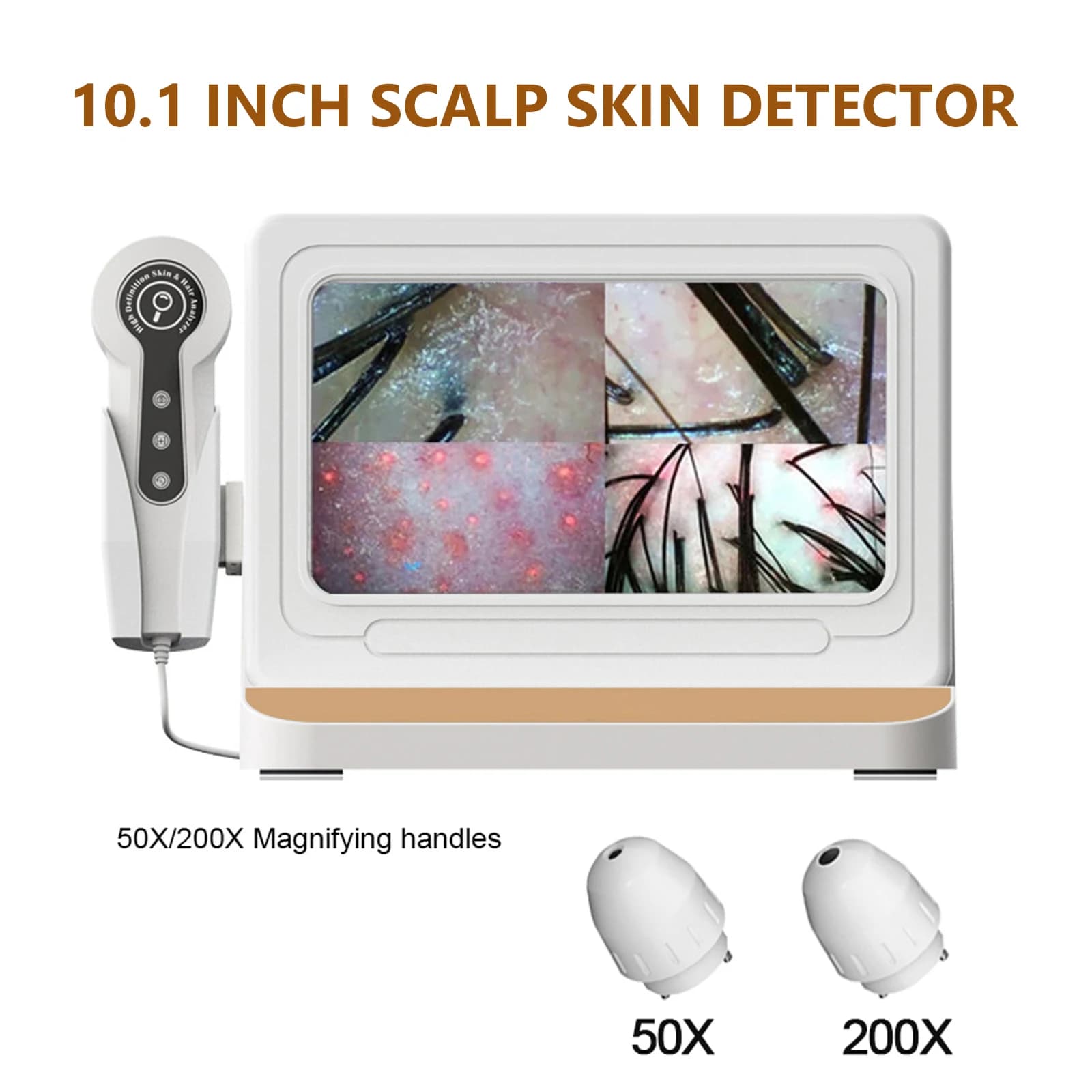 2025 NEW HD Digital Skin Analyzer Professional Hair Scalp Camera Detector Hair Follicle Oil Moisture Test Device 10inch 50/200X