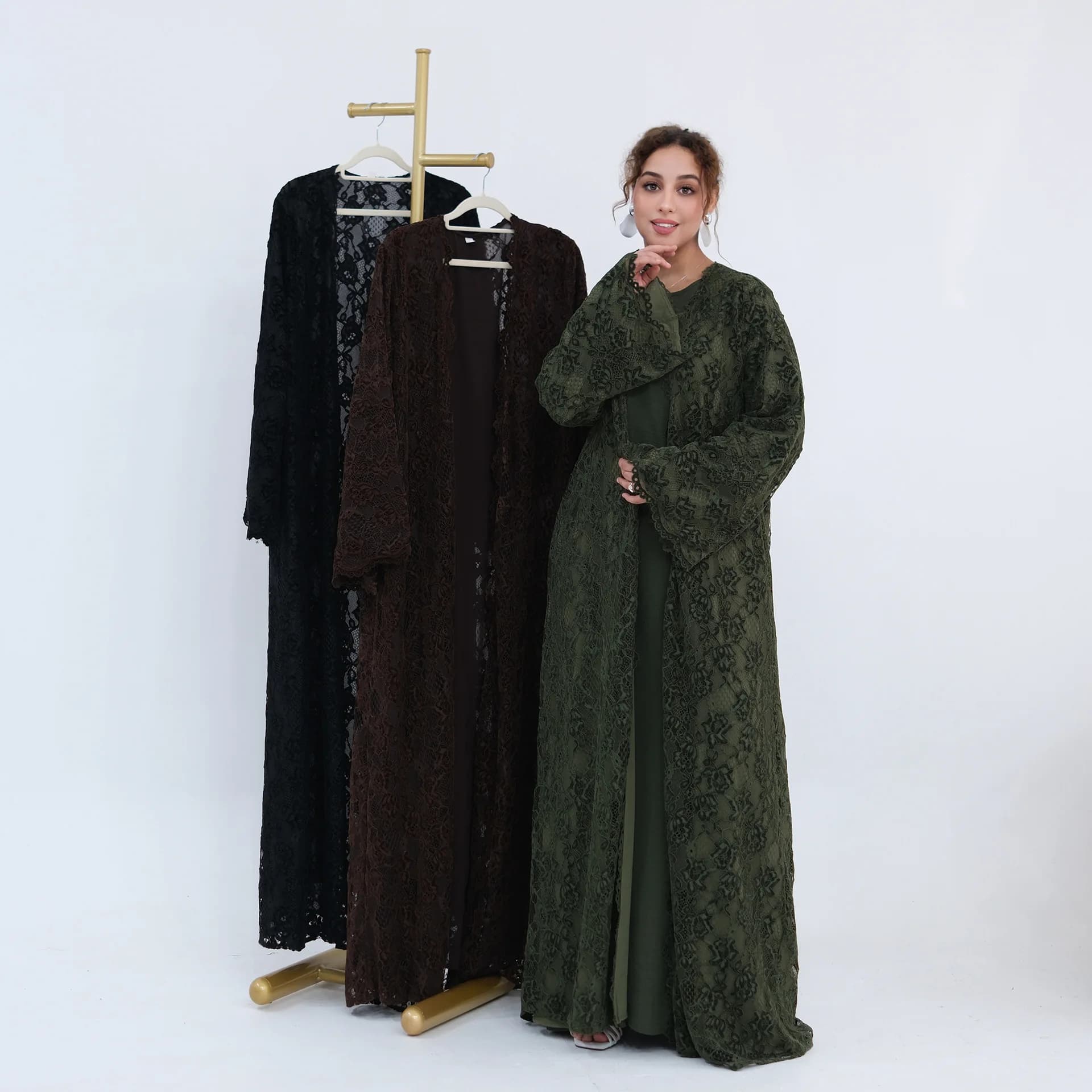 Abaya Lace Dress Women Eid Muslim Cardigan Robe Party Open Dresses Ramadan Abayas Dubai Kaftan Islam Morocco Vestidos Jalabiya