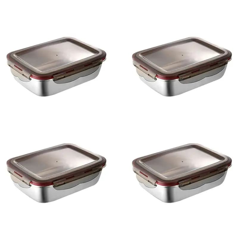 ABJN-4X Contenitore per Pranzo in Acciaio Inox da 220Ml, Scatole Sigillate per Mantenere il Cibo Fresco, Contenitore Bento per Ufficio