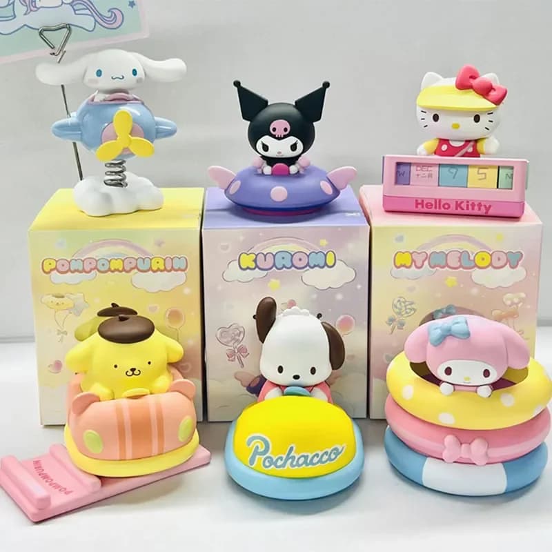 Personaggi Sanrio Garden Party Cinnamoroll Kuromi Pochacco Hello Kitty Blind Box Regali Modellini Anime Figure da Collezione Ornamenti