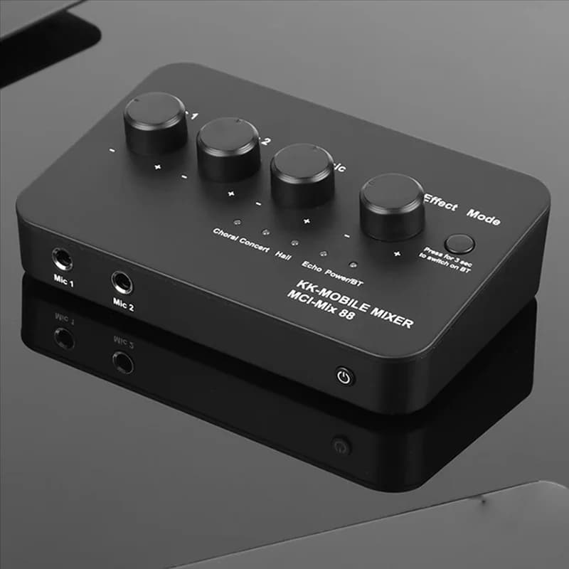 ABFN-Digital Audio Sound Machine AUX IN/OUT BT Connection Dual Mic Inputs Karaoke Sound Mixer For Karaoke Smart TV PC Speaker