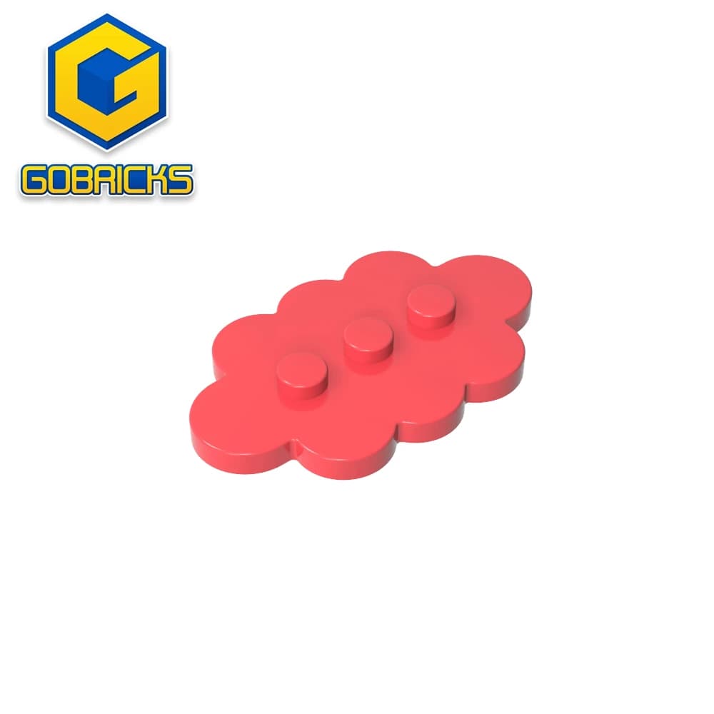 Gobricks GDS-2138 Piastra speciale 3 x 5 nuvole con 3 borchie centrali compatibile con LEGO 35470 assembla blocchi di costruzione