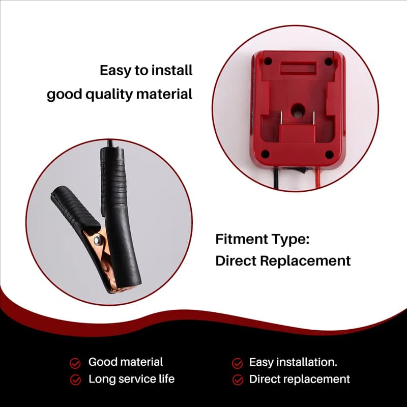 BAAR-DIY Avviatore di emergenza per batteria da 18 V di alimentazione di emergenza automobilistica per adattatore cavo booster Milwaukee