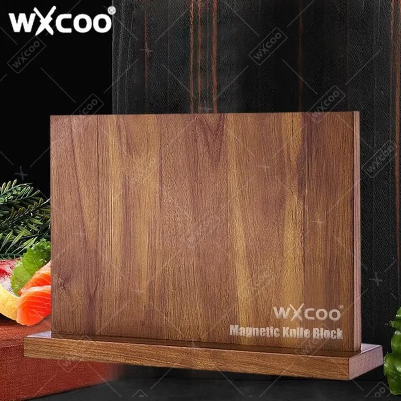 WXCOO Portacoltelli Magnetico Lungo da Cucina, Supporto per Coltelli in Legno di Acacia con Magneti Potenziati