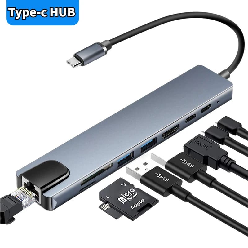 Docking station USB C 4K 30Hz Type C to HDMI Adapter VGA RJ45 compatible Splitter HUB USB 3.0 for MacBook Air M1 iPad Pro laptop