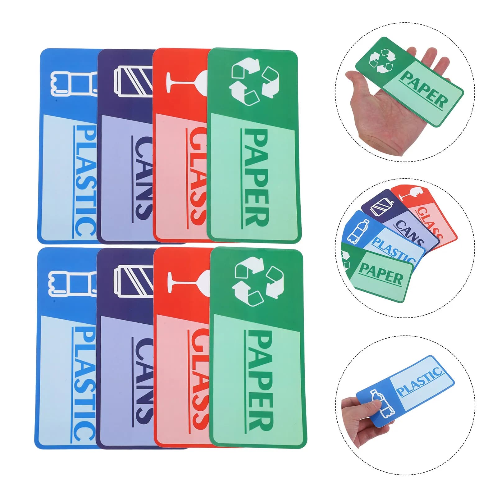 8 Fogli di Etichette Adesive Resistenti allo Sbiadimento per Contenitori della Spazzatura, Impermeabili, per Bidoni di Rifiuti, Plastica, Vetro, Carta