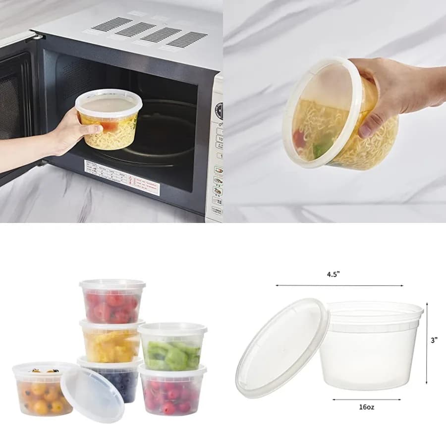 Set da 240 pezzi - 16 oz. Contenitori in plastica per alimenti con coperchi, contenitori monouso da asporto per zuppe, preparazione pasti, slime senza BPA